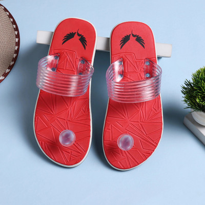 Lite Hawks Men Stylish Ortho |Lightweight|Breathable|Anti-Slip|Pain Relief|Flip Flop for Boys Slippers(Red , 8)