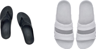 ventus Men Flip Flops(Black, Grey , 8)