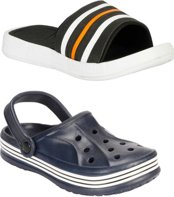 RIFOF Men Slides(Black, Blue , 6)