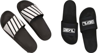 nvisan Men Slides(White, Black , 7)