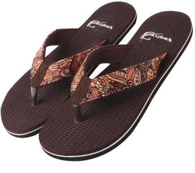 house of common Women Flip Flops(Brown , 8)