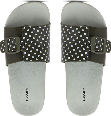 Cassiey Women Slides(Grey, Green , 7)