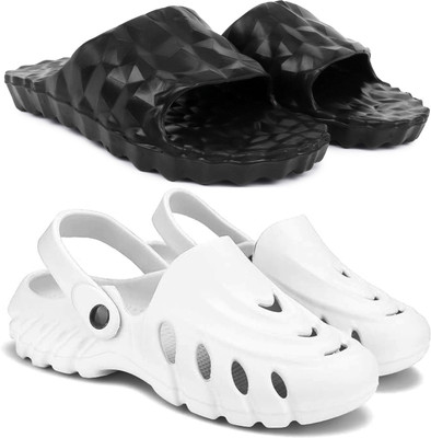 KAPYANSH Men Slides(Black, White , 8)
