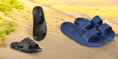 ventus Men Flip Flops(Black, Blue , 8)