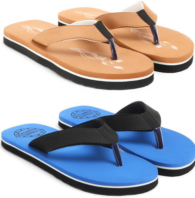 VAHMAH Women Slippers(Tan, Blue , 5)