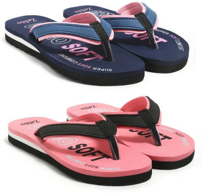 zebio Women Slippers(Navy, Pink, Pink, Black , 7)