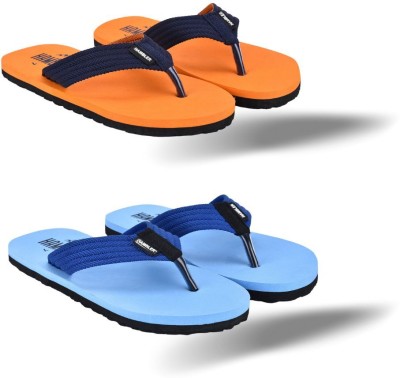 Hambler Men 2 Pairs Mens extra soft & stylish slippers lightweight & Durable & Trending Slippers(Orange, Blue , 8)