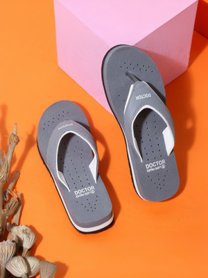 DOCTOR EXTRA SOFT Women Women's House Slipper Ortho Care Dr Orthopaedic Diabetic Comfortable MCR Flat Flip Flops(Grey, White , 10)