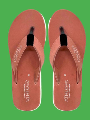 ATHLOES Women Flip Flops(Beige , 7)