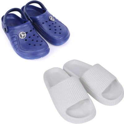 Rome Hunters Men Flip Flops(Blue, White , 9)