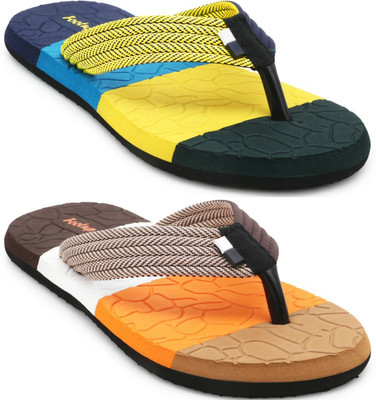 Footup Men Slippers(Yellow, Brown , 6)