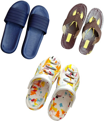 BLIBBERS Men Slippers(Blue, Brown, Multicolor , 9)