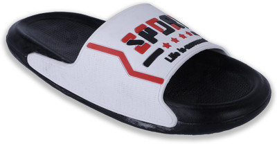 Shoe Island Men Slides(White, Black, Red , 8)