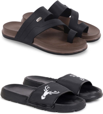 Kapani Fashion Men Slippers(Black, Brown , 6)