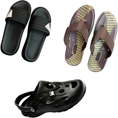 BLIBBERS Men Slippers(Brown, Black , 9)
