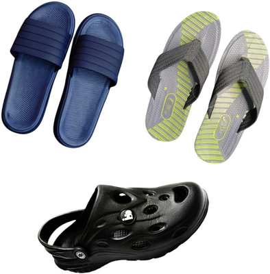 BLIBBERS Men Slippers(Blue, Grey, Black , 9)