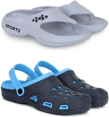 KAPYANSH Men Slippers(Grey, Blue , 7)