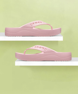 CROCS Women Women's Baya Platform Flip Flops(Pink , 4 UK/India)