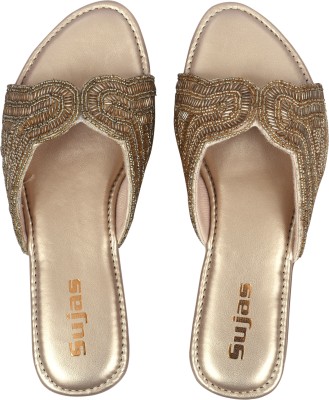 SUJAS Women Slippers(Gold , 11)