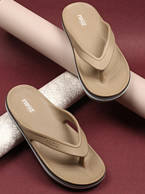 Neoz Men Levirex Lightweight with Arch Support Durable Anti-Skid & Stylish Dailywear| Flip Flops(Khaki , 8)