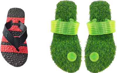 skyflip Men Slides(Red, Green, Black , 10)