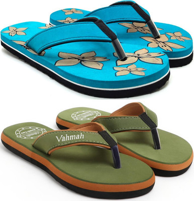 VAHMAH Women Slippers(Blue, Green , 7)