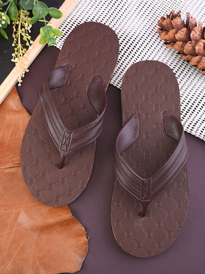 Cococart Men Flip Flops(Brown, Grey , 9)