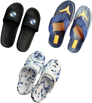 BLIBBERS Men Slippers(Black, Blue, Multicolor , 8)