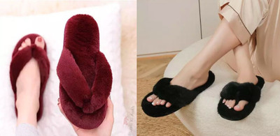 Sale YUG Women Flip Flops(Black, Maroon , 4)