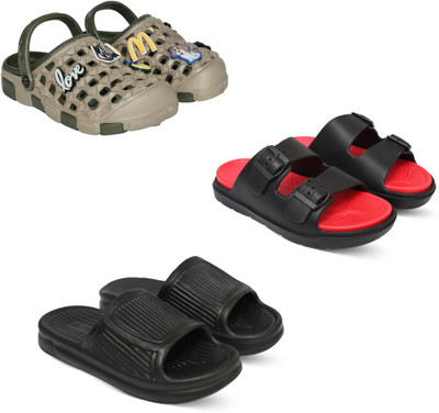 Acorn Men Slides(Brown, Red, Black , 8)
