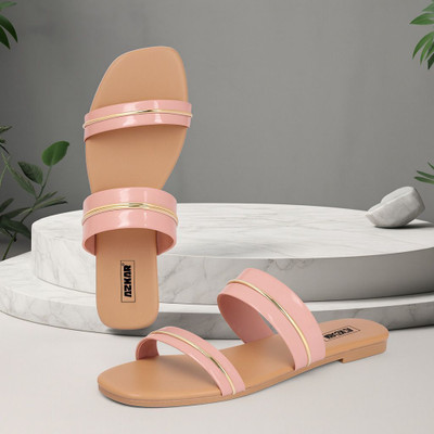 AZKAR Women Flip Flops(Pink , 8)