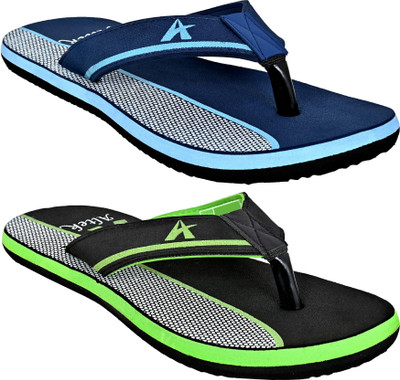Altek Men Flip Flops(Blue, Green , 6)