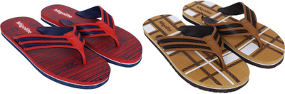 MIGOLITE Men Flip Flops(Red, Tan , 6)