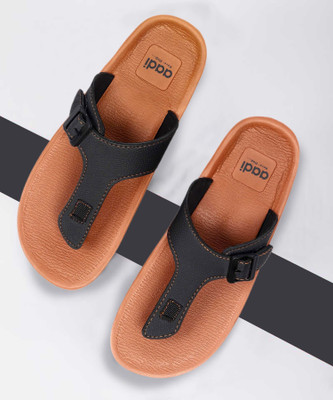 aadi Men Daily Wear Casual Slippers(Tan, Black , 9)