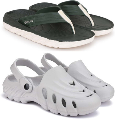Pampy Angel Men Slippers(Green, Grey , 7)