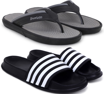 Kapani Fashion Men Men Combo Pack of 2, Lightweight, Flipflops, Slipper, Slides (Grey, Black , 6) Slippers(Grey, Black , 6)