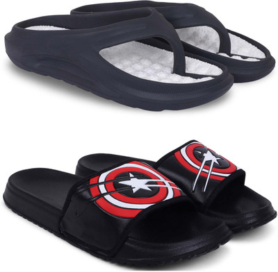 KAPYANSH Men Slippers(Black, Black , 6)