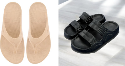 ventus Men Flip Flops(Beige, Black , 9)