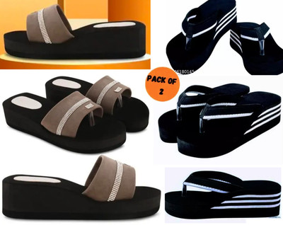 parasmisti Women Slippers(Black , 6)
