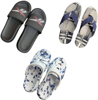 BLIBBERS Men Slippers(Black, Blue, Multicolor , 6)