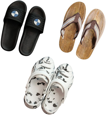 BLIBBERS Men Slippers(Black, Brown, White , 9)