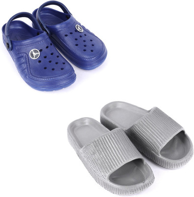 Rome Hunters Men Flip Flops(Blue, Grey , 8)