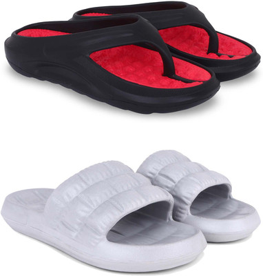 Kapani Fashion Men Slippers(Red, Grey , 9)