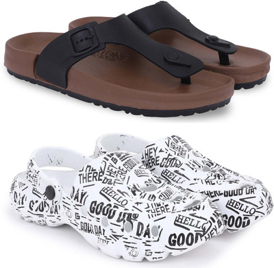 KAPYANSH Men Slippers(Brown, White , 7)
