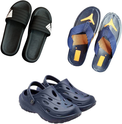 BLIBBERS Men Slippers(Black, Blue, Navy , 9)