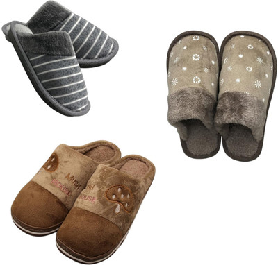 Mahi Enterprises Men Flip Flops(Grey, Beige, Brown , 6)