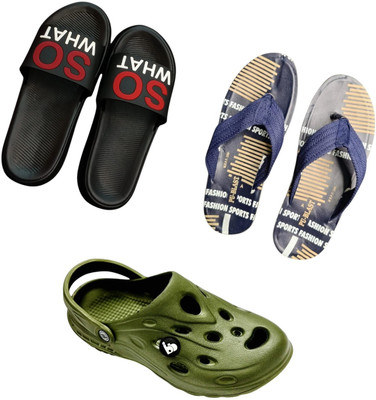 BLIBBERS Men Slippers(Black, Blue, Green , 9)