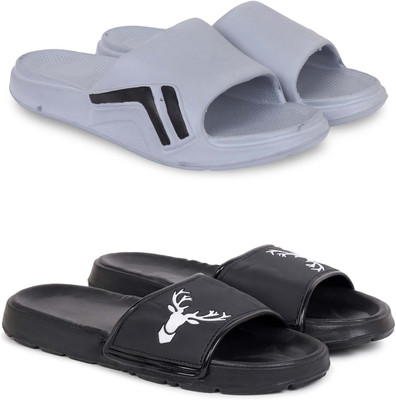 Pampy Angel Men Slides(Grey, Black , 6)