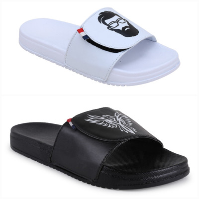 Foot Print Men Slides(Multicolor , 6)