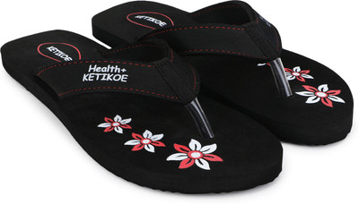 KETIKOE Women Slippers(Black , 8)